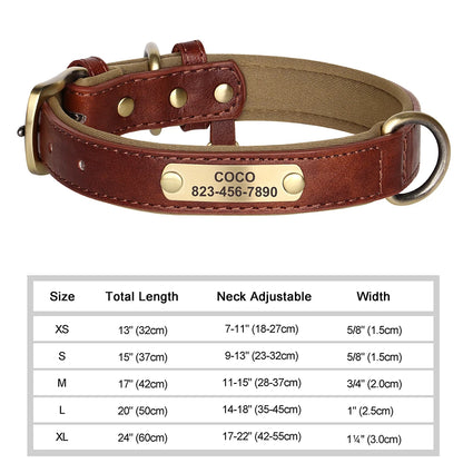 Personalized Engraved Dog Collar - Custom PU Leather ID Tag for Small to Large Dogs - ZOOMNSTORE