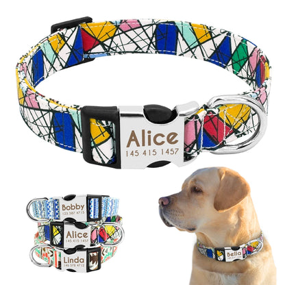 Personalized Reflective Nylon Dog Collar with Engraved ID Tag for Small to Large Dogs - ZOOMNSTORE