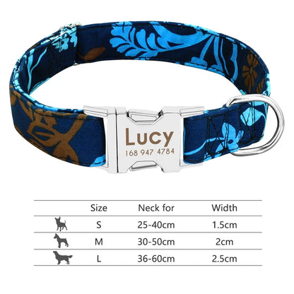 Personalized Reflective Nylon Dog Collar with Engraved ID Tag for Small to Large Dogs - ZOOMNSTORE