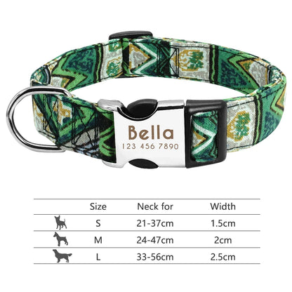 Personalized Reflective Nylon Dog Collar with Engraved ID Tag for Small to Large Dogs - ZOOMNSTORE