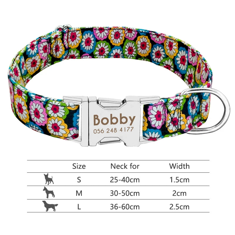 Personalized Reflective Nylon Dog Collar with Engraved ID Tag for Small to Large Dogs - ZOOMNSTORE