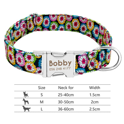 Personalized Reflective Nylon Dog Collar with Engraved ID Tag for Small to Large Dogs - ZOOMNSTORE