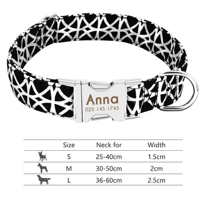 Personalized Reflective Nylon Dog Collar with Engraved ID Tag for Small to Large Dogs - ZOOMNSTORE