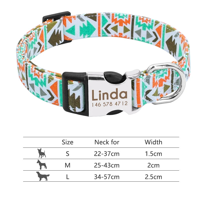 Personalized Reflective Nylon Dog Collar with Engraved ID Tag for Small to Large Dogs - ZOOMNSTORE