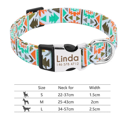 Personalized Reflective Nylon Dog Collar with Engraved ID Tag for Small to Large Dogs - ZOOMNSTORE