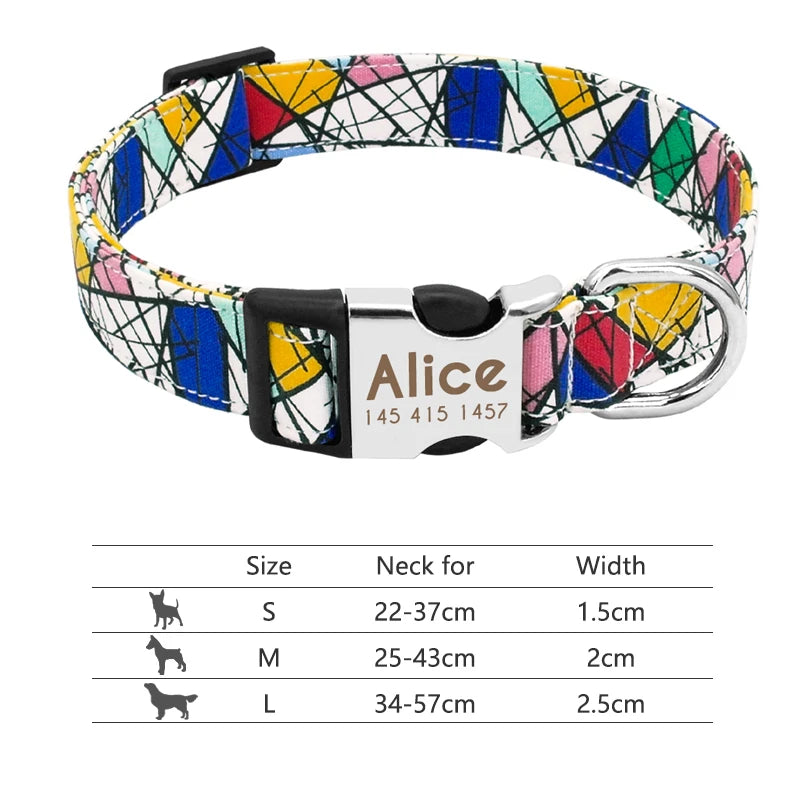 Personalized Reflective Nylon Dog Collar with Engraved ID Tag for Small to Large Dogs - ZOOMNSTORE