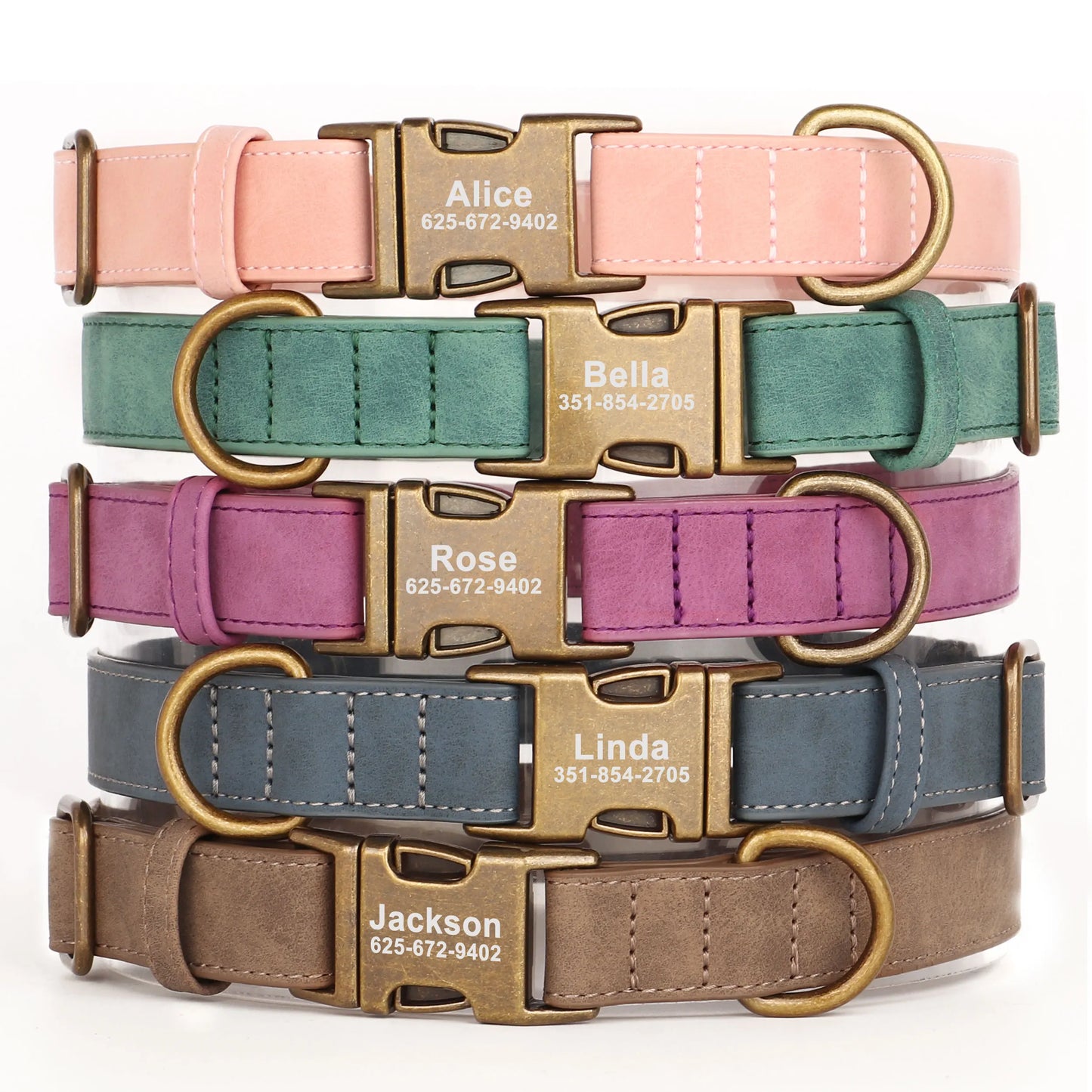 Personalized Dog Collar with Engraved ID Tag - Soft PU Leather for Bulldogs - ZOOMNSTORE