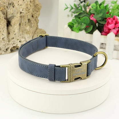 Personalized Dog Collar with Engraved ID Tag - Soft PU Leather for Bulldogs - ZOOMNSTORE