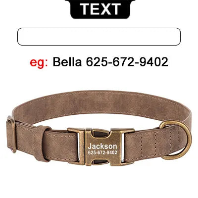Personalized Dog Collar with Engraved ID Tag - Soft PU Leather for Bulldogs - ZOOMNSTORE