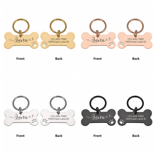 Personalized Dog Tag - Custom Name Collar Tag with Wavy Line Design - ZOOMNSTORE