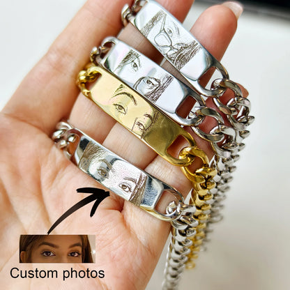 Personalized Eye Bracelet - Custom Photo Engraved Jewelry for Couples - ZOOMNSTORE