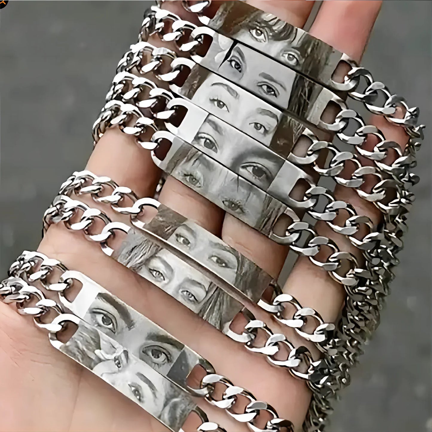 Personalized Eye Bracelet - Custom Photo Engraved Jewelry for Couples - ZOOMNSTORE