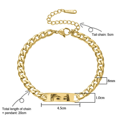 Personalized Eye Bracelet - Custom Photo Engraved Jewelry for Couples - ZOOMNSTORE