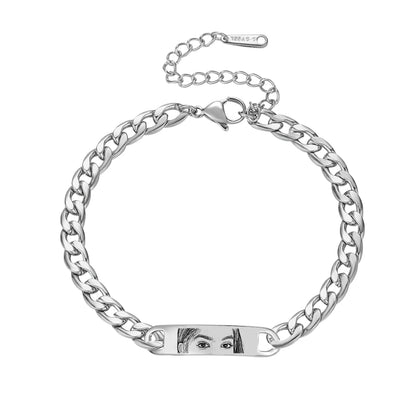 Personalized Eye Bracelet - Custom Photo Engraved Jewelry for Couples - ZOOMNSTORE