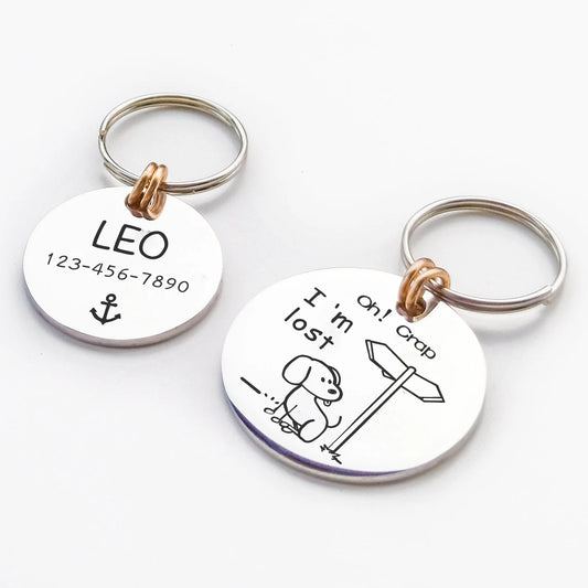 Personalized Funny Dog Tags - Engraved Stainless Steel Nameplate for Puppy Collars - ZOOMNSTORE