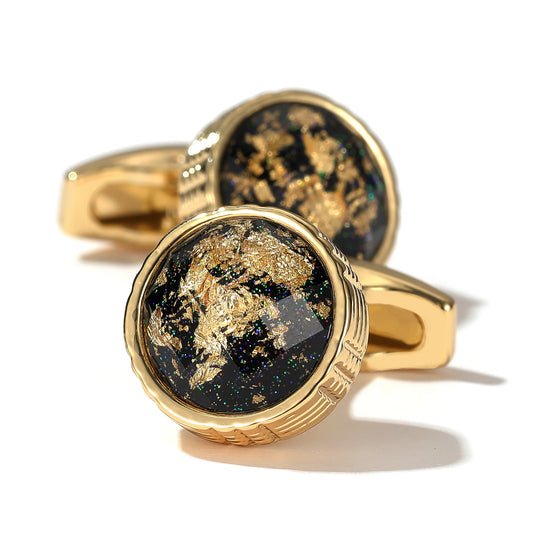 Personalized Gold Cufflinks - Round Tuxedo Formal Shirt Accessories for Men - ZOOMNSTORE