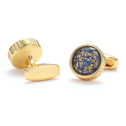 Personalized Gold Cufflinks - Round Tuxedo Formal Shirt Accessories for Men - ZOOMNSTORE