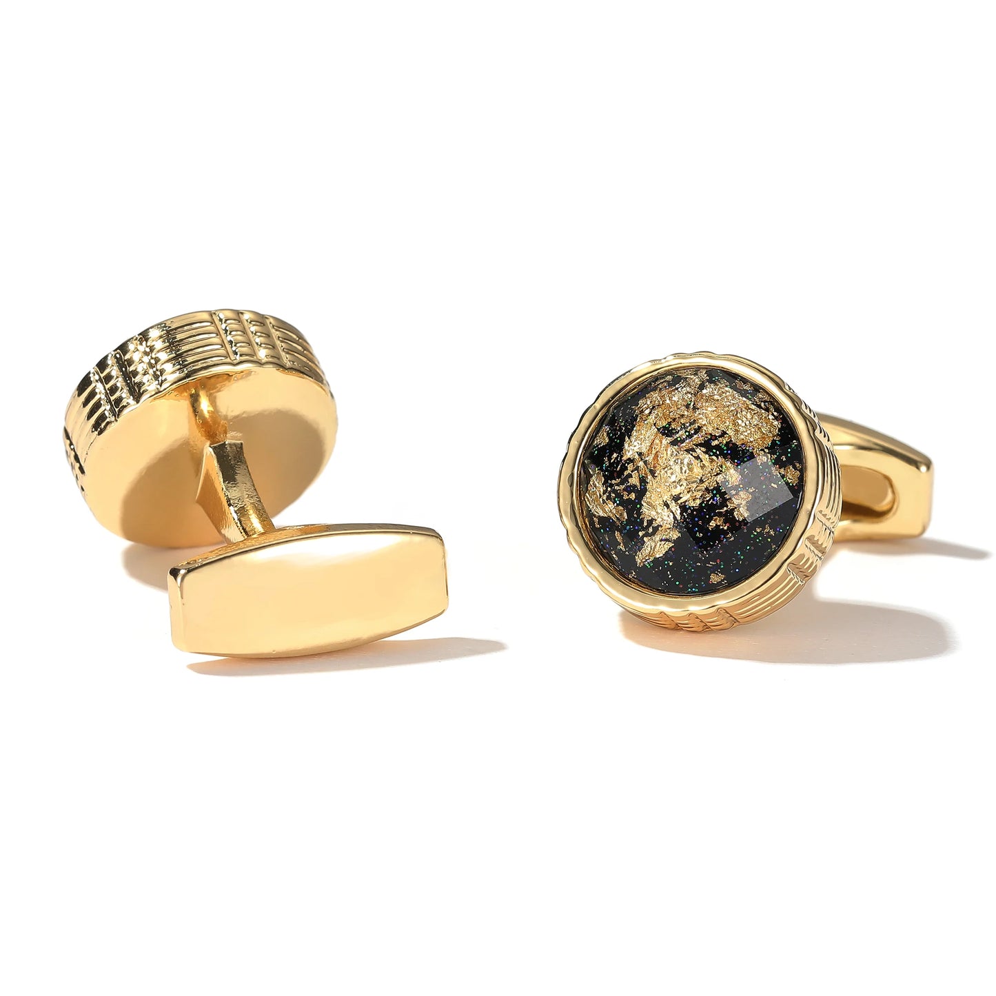 Personalized Gold Cufflinks - Round Tuxedo Formal Shirt Accessories for Men - ZOOMNSTORE