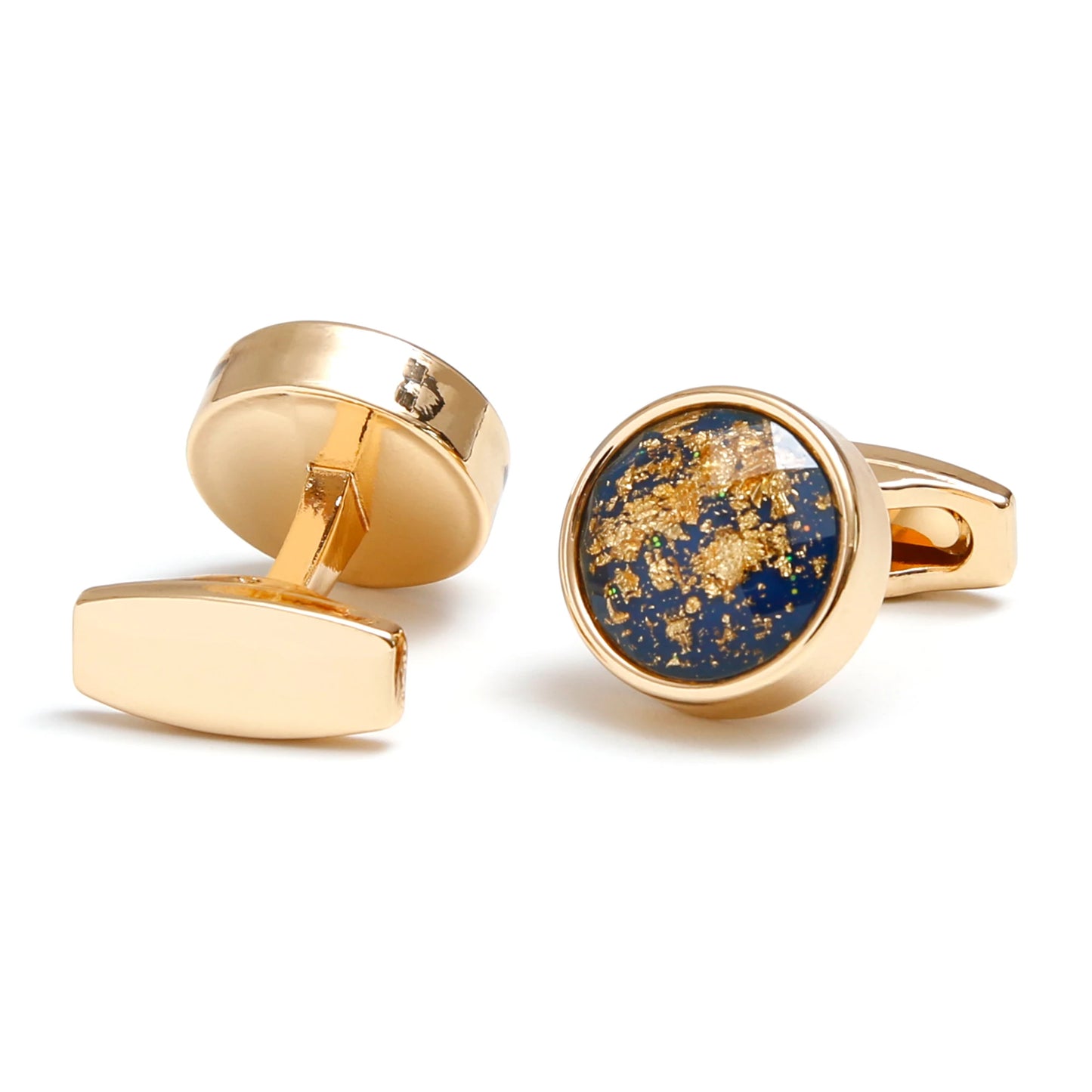 Personalized Gold Cufflinks - Round Tuxedo Formal Shirt Accessories for Men - ZOOMNSTORE