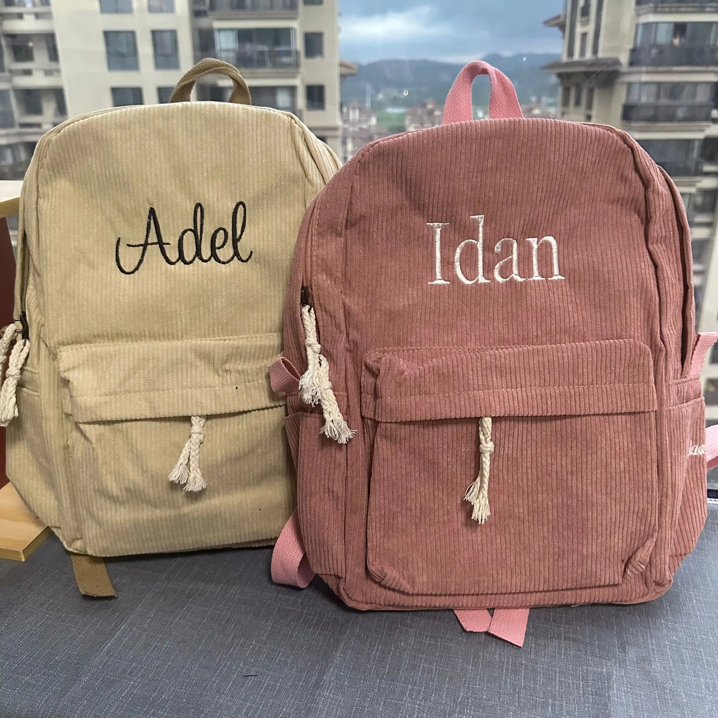 Personalized Embroidered Corduroy Kids Backpack - Back to School Name Bag - ZOOMNSTORE