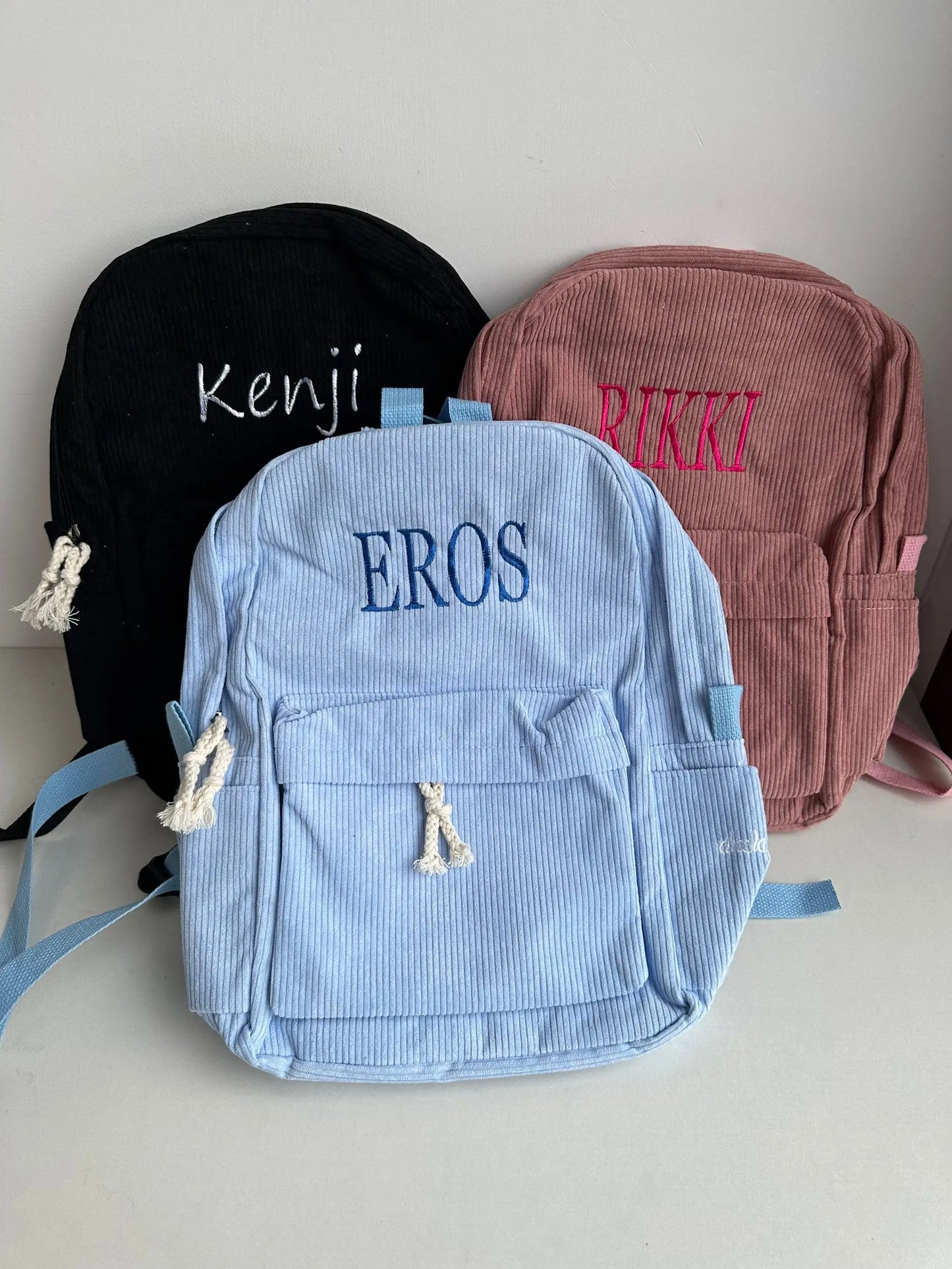 Personalized Embroidered Corduroy Kids Backpack - Back to School Name Bag - ZOOMNSTORE