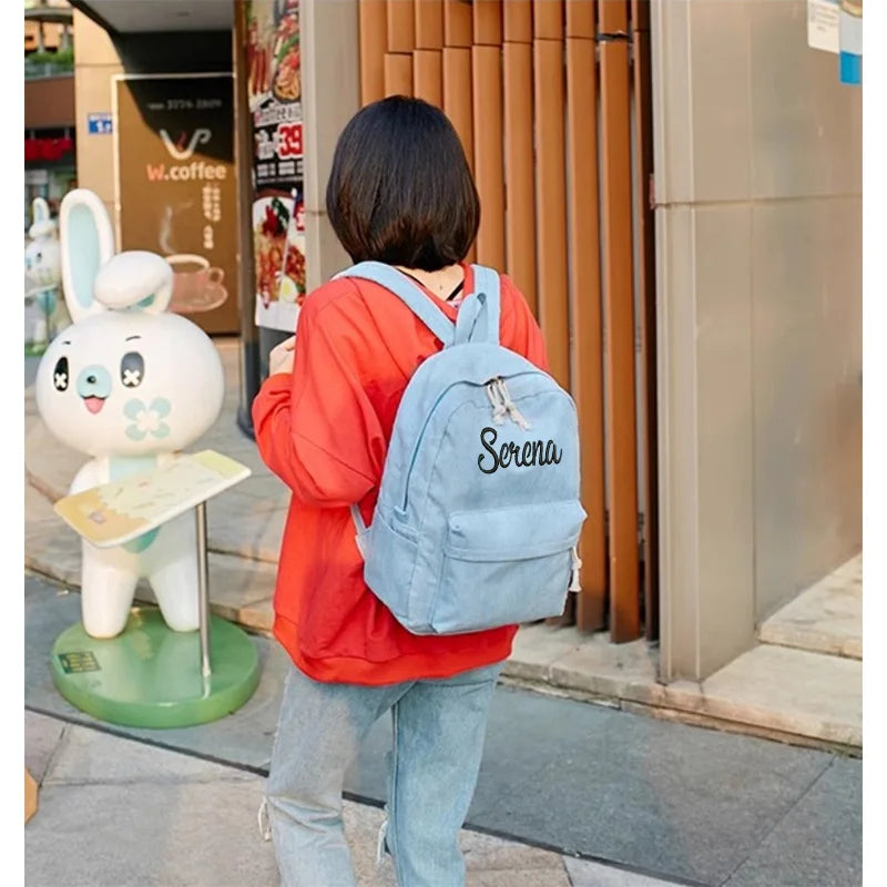 Personalized Embroidered Corduroy Kids Backpack - Back to School Name Bag - ZOOMNSTORE