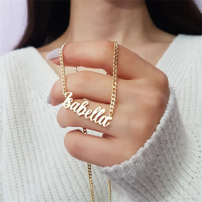 Personalized Name Necklace - Custom Pendant & 5mm Cuban Link Chain Gold Jewelry Gift - ZOOMNSTORE