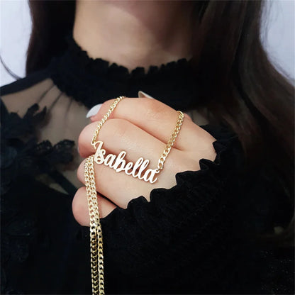 Personalized Name Necklace - Custom Pendant & 5mm Cuban Link Chain Gold Jewelry Gift - ZOOMNSTORE