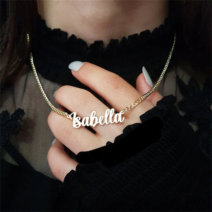 Personalized Name Necklace - Custom Pendant & 5mm Cuban Link Chain Gold Jewelry Gift - ZOOMNSTORE