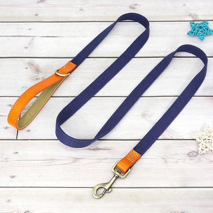 Personalized Nylon Dog Collar  Leash Set with Genuine Leather Nameplate - ZOOMNSTORE