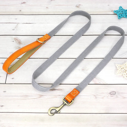 Personalized Nylon Dog Collar  Leash Set with Genuine Leather Nameplate - ZOOMNSTORE