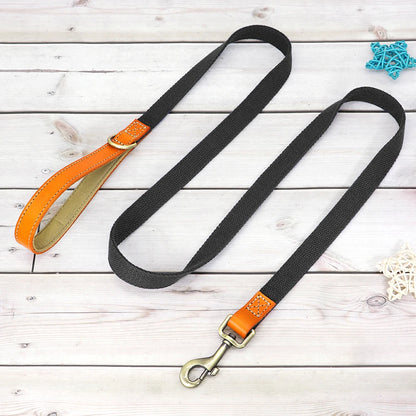 Personalized Nylon Dog Collar  Leash Set with Genuine Leather Nameplate - ZOOMNSTORE
