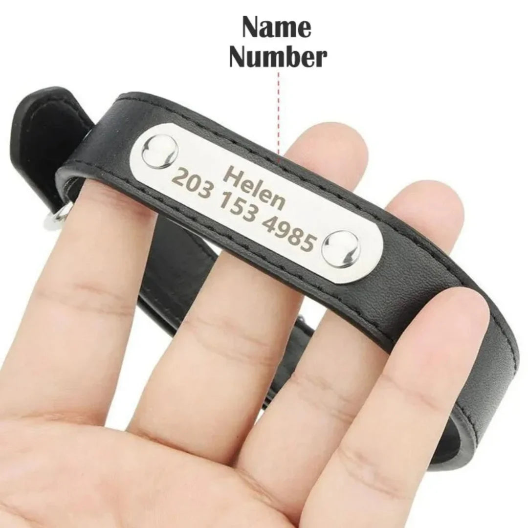 Personalized PU Leather Dog Collar with ID Tag - Anti-Lost for Small Medium Large Dogs  Cats - ZOOMNSTORE
