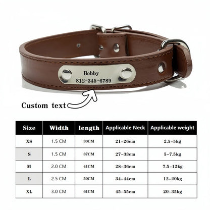 Personalized PU Leather Dog Collar with ID Tag - Anti-Lost for Small Medium Large Dogs  Cats - ZOOMNSTORE