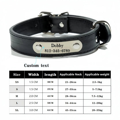 Personalized PU Leather Dog Collar with ID Tag - Anti-Lost for Small Medium Large Dogs  Cats - ZOOMNSTORE