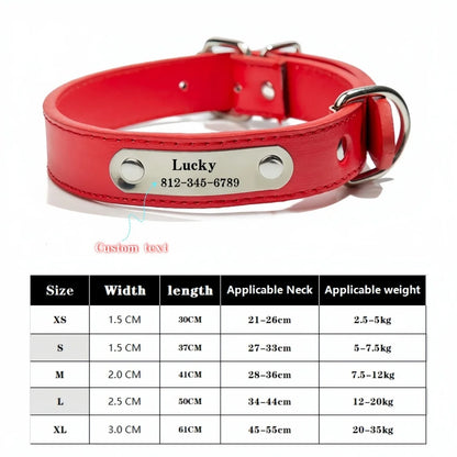 Personalized PU Leather Dog Collar with ID Tag - Anti-Lost for Small Medium Large Dogs  Cats - ZOOMNSTORE