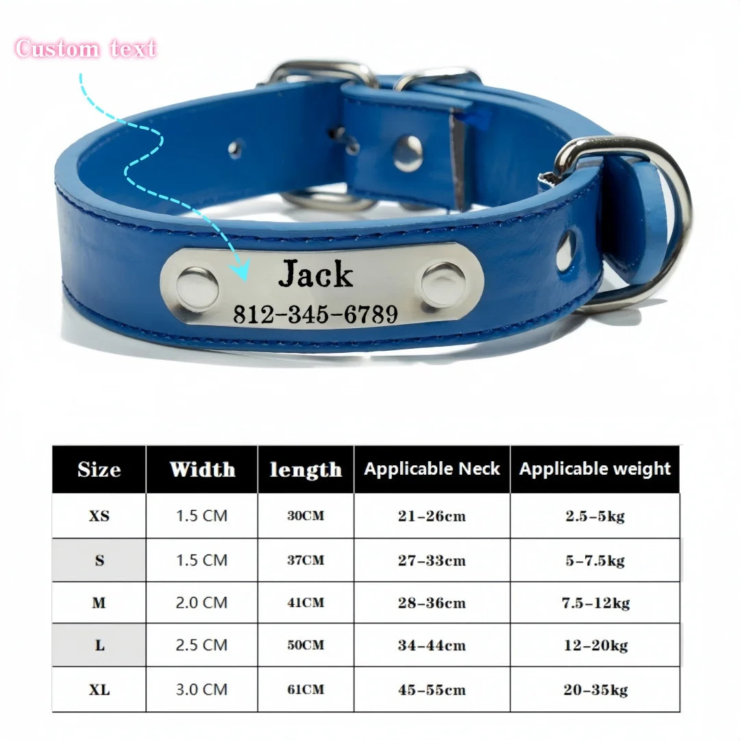 Personalized PU Leather Dog Collar with ID Tag - Anti-Lost for Small Medium Large Dogs  Cats - ZOOMNSTORE