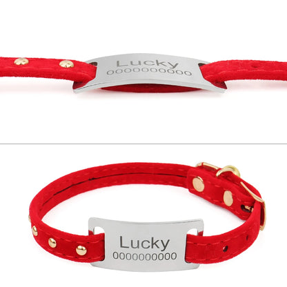 Personalized Pet Collar with Engraved ID Tag - Custom Cat Dog Accessory in Black Silver Gold - ZOOMNSTORE