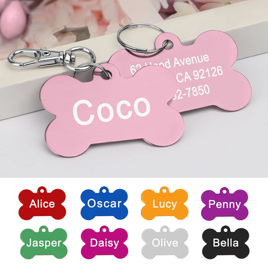 Personalized Pet ID Tag - Custom Alloy Bone Name Tag for Dogs and Cats - ZOOMNSTORE