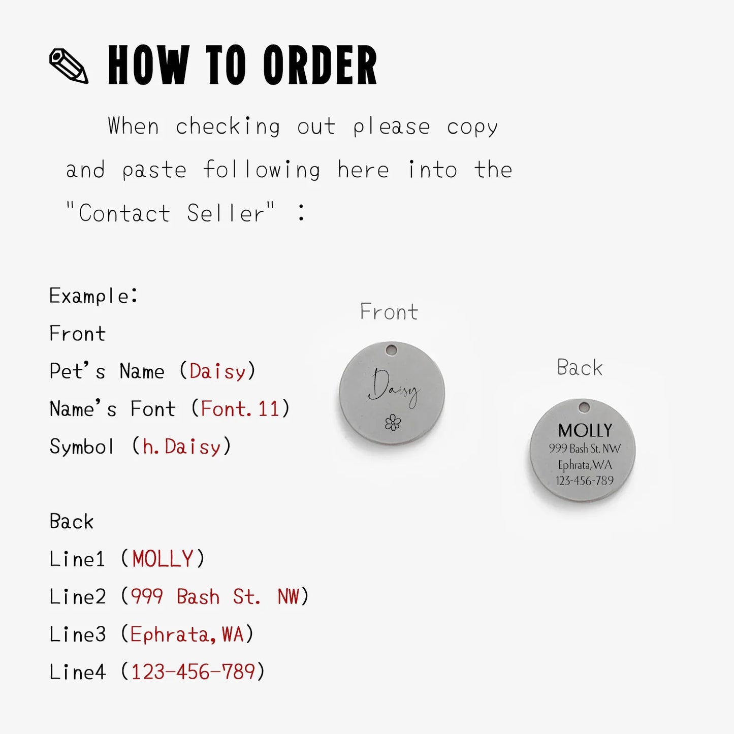 Personalized Engraved Dog ID Tag - Custom Name Tag for Small Pets - ZOOMNSTORE