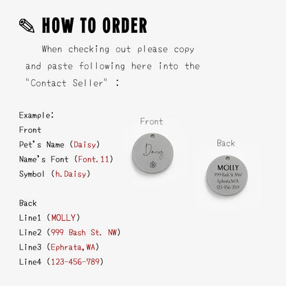 Personalized Engraved Dog ID Tag - Custom Name Tag for Small Pets - ZOOMNSTORE