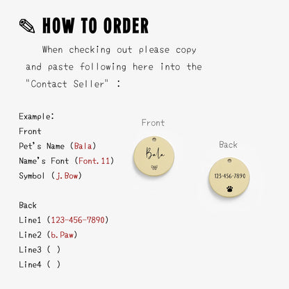 Personalized Pet ID Tag - Custom Engraved Metal Charm with Cute Symbols - ZOOMNSTORE