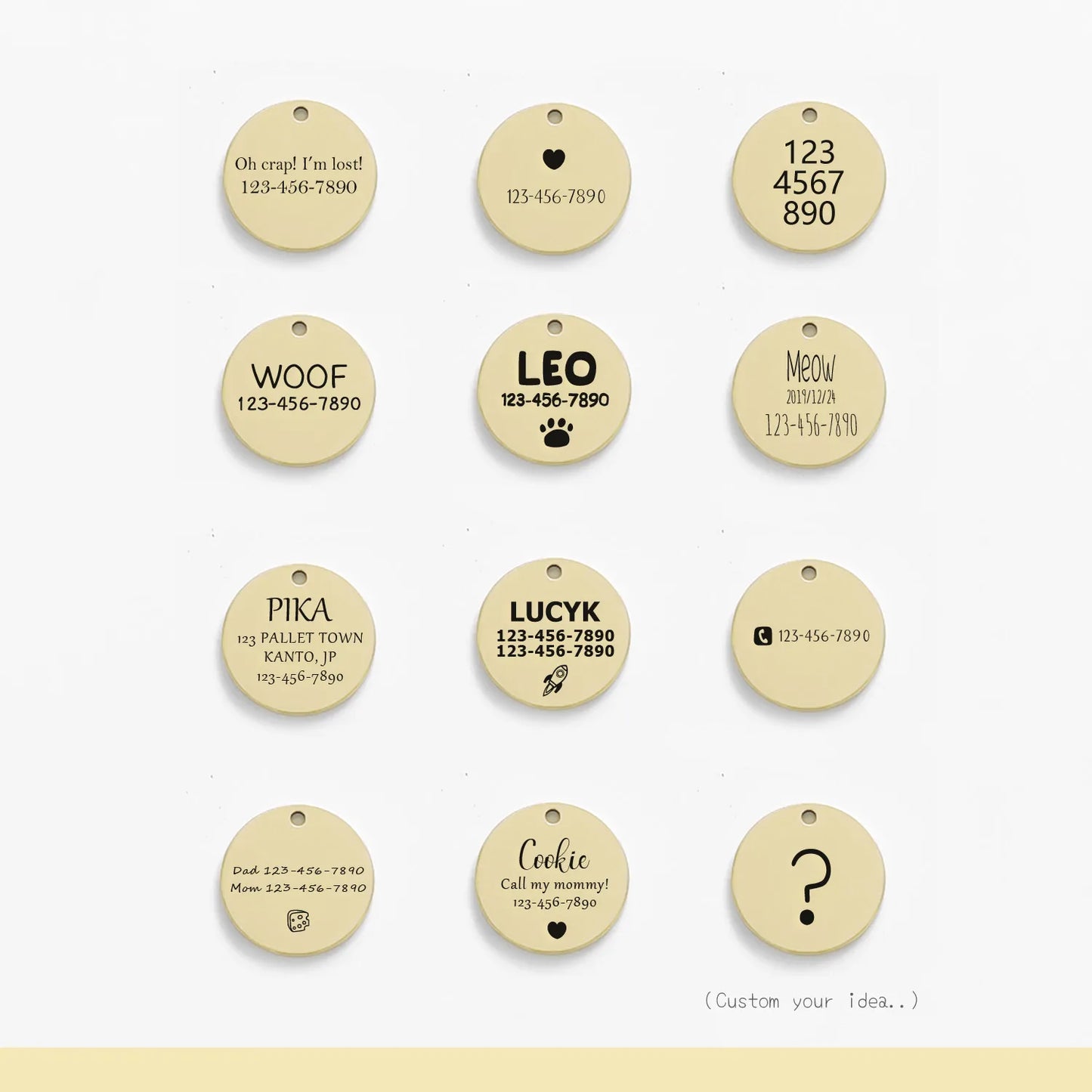 Personalized Pet ID Tag - Custom Engraved Metal Charm with Cute Symbols - ZOOMNSTORE