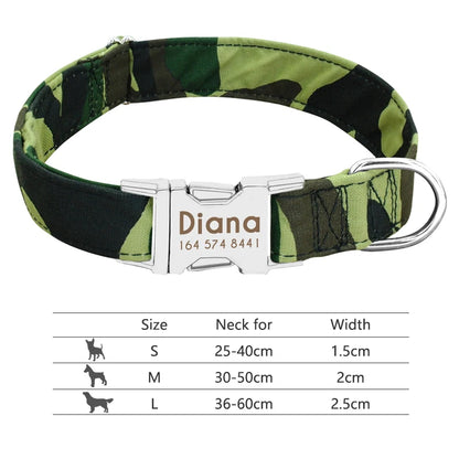 Personalized Reflective Nylon Dog Collar with Engraved ID Tag for Small to Large Dogs - ZOOMNSTORE