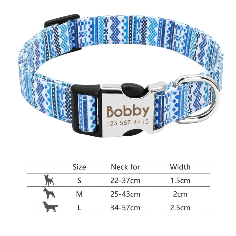 Personalized Reflective Nylon Dog Collar with Engraved ID Tag for Small to Large Dogs - ZOOMNSTORE
