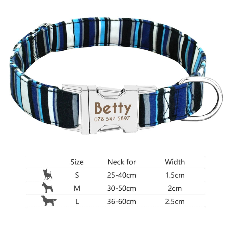 Personalized Reflective Nylon Dog Collar with Engraved ID Tag for Small to Large Dogs - ZOOMNSTORE