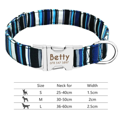 Personalized Reflective Nylon Dog Collar with Engraved ID Tag for Small to Large Dogs - ZOOMNSTORE