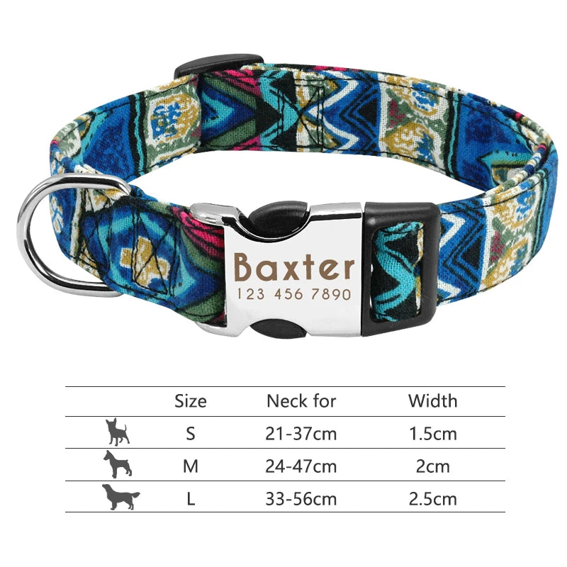 Personalized Reflective Nylon Dog Collar with Engraved ID Tag for Small to Large Dogs - ZOOMNSTORE