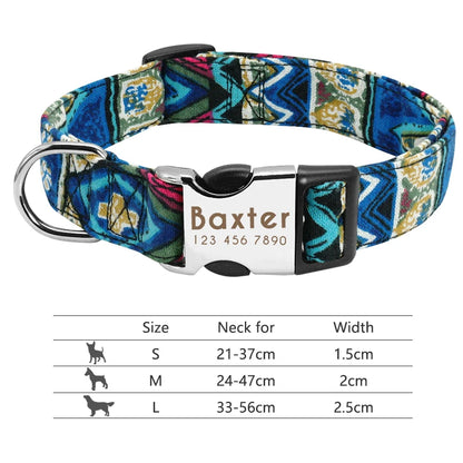 Personalized Reflective Nylon Dog Collar with Engraved ID Tag for Small to Large Dogs - ZOOMNSTORE