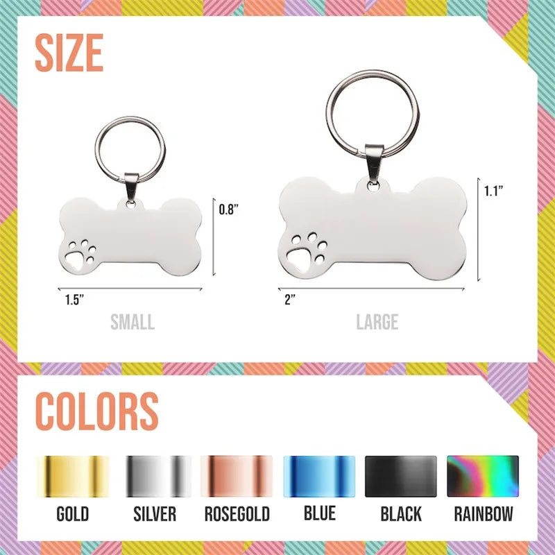 Personalized Stainless Steel Dog ID Tag - Customized Pet Name Tag - ZOOMNSTORE